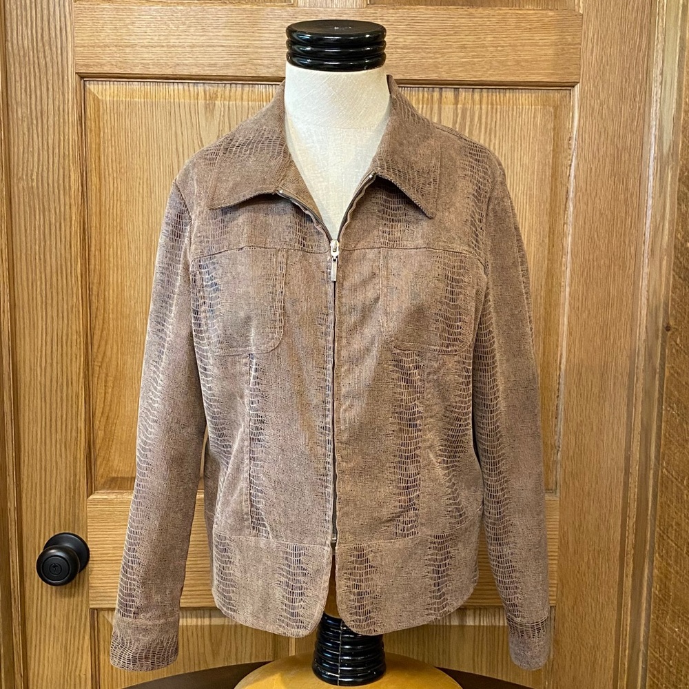 Brown Jacket/Blazer Faux Reptile look Size Small